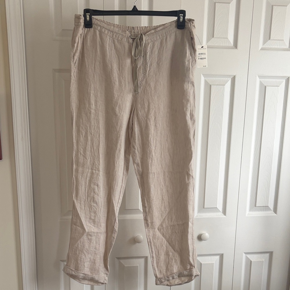 Caslon Women’s Lightweight Drawstring Linen Pants - Flax New With Tag